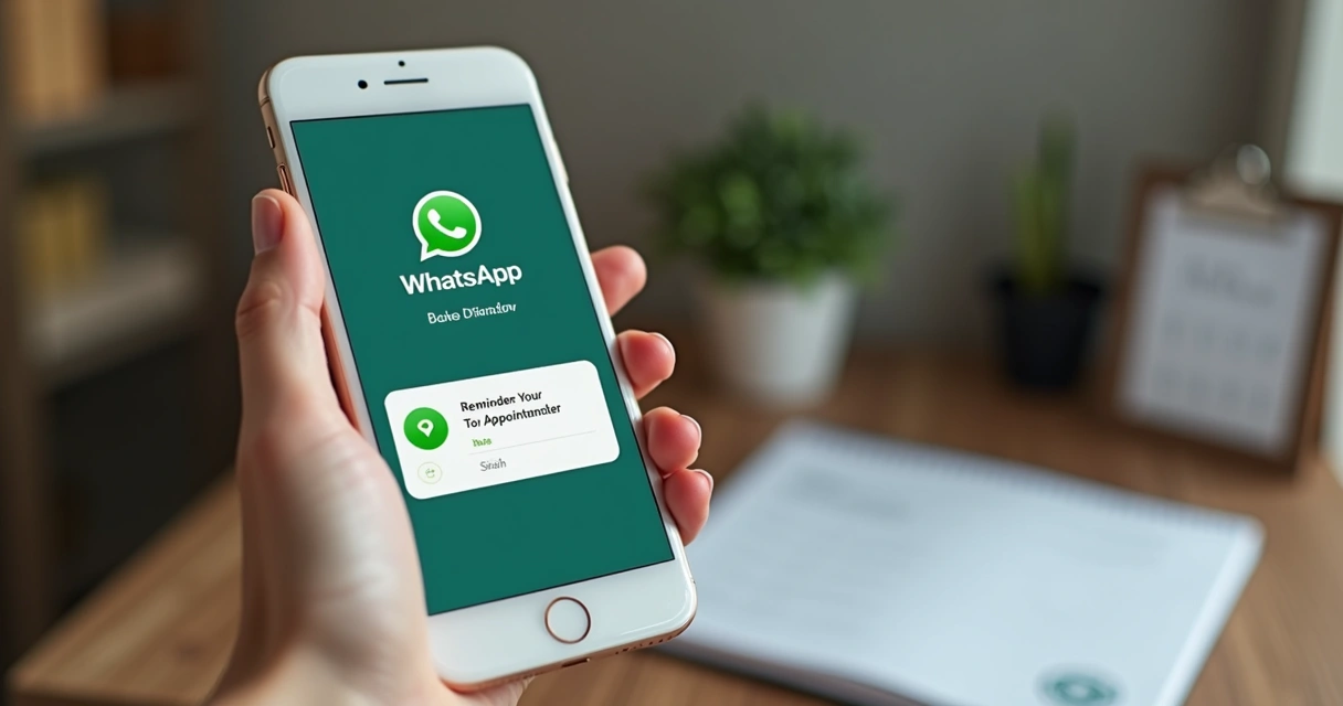 Celular exibindo lembrete do WhatsApp para agendamento 