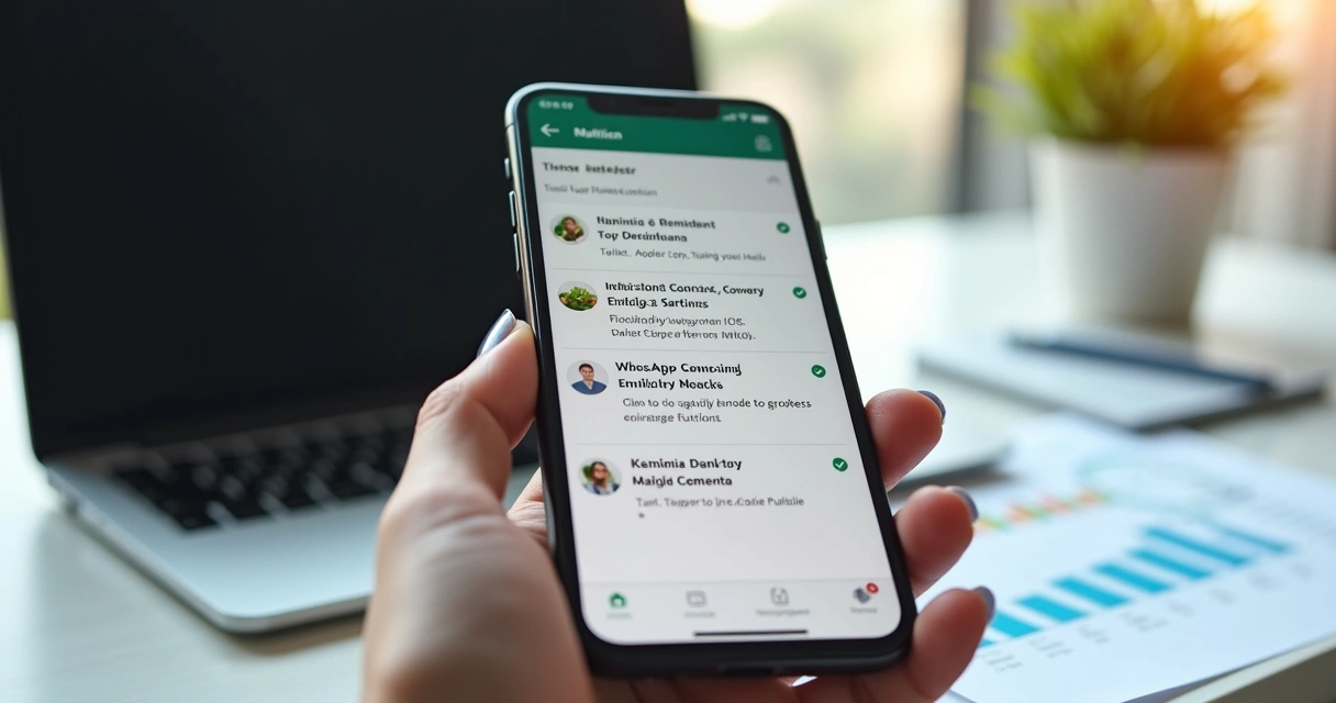 Celular mostrando mensagens de acompanhamento nutricional no WhatsApp