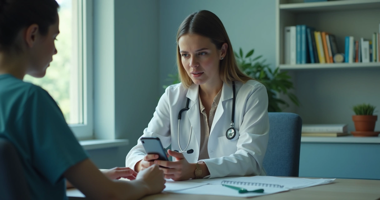 Paciente lendo lembrete de consulta no celular 