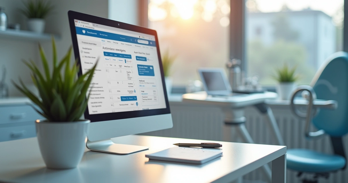 Computador exibindo lembretes automáticos de consultas odontológicas 