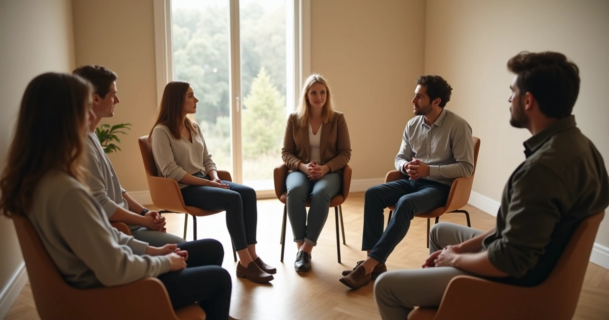 Grupo en círculo mostrando lenguaje no verbal en una dinámica sistémica 