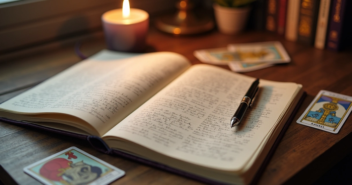 Journal notes beside a Lenormand card reading 