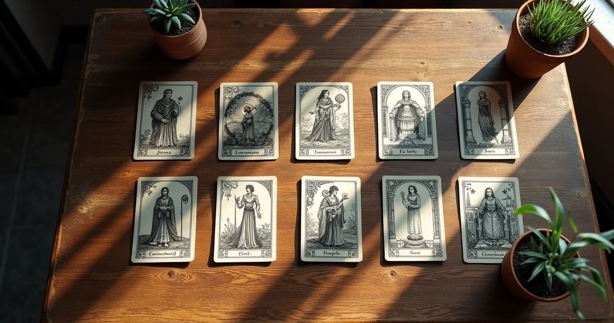 Lenormand cards, tarot deck, and rune stones displayed side by side 