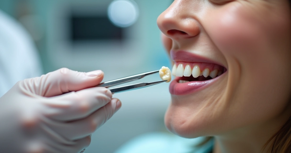 Dentista mostrando lente de contato dental ao paciente 
