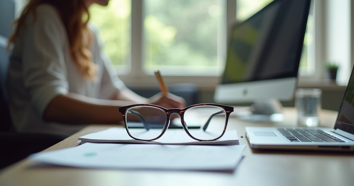 Óculos ocupacionais para escritório em ambiente de trabalho 