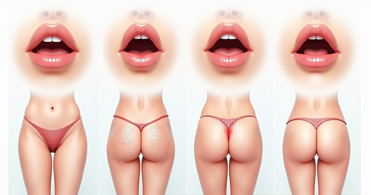 Montagem ilustrando diferentes áreas do corpo com lesões de herpes