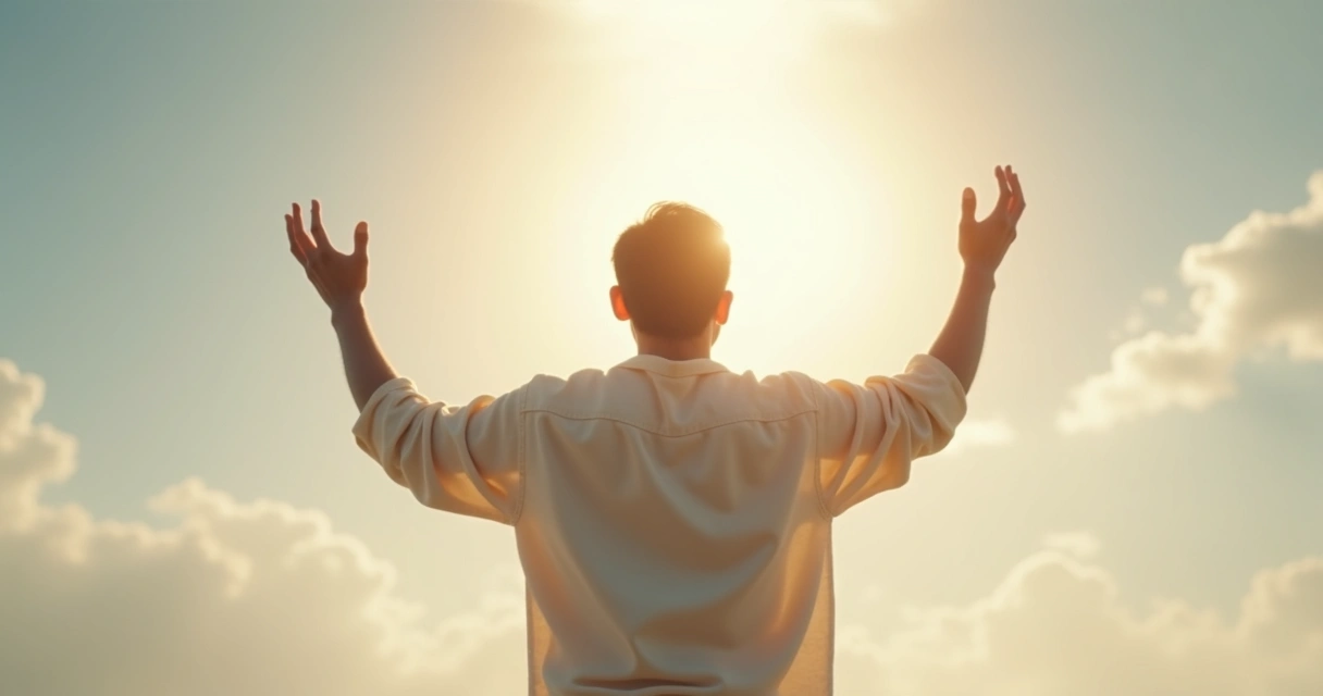 Person gently opening hands to release invisible weight