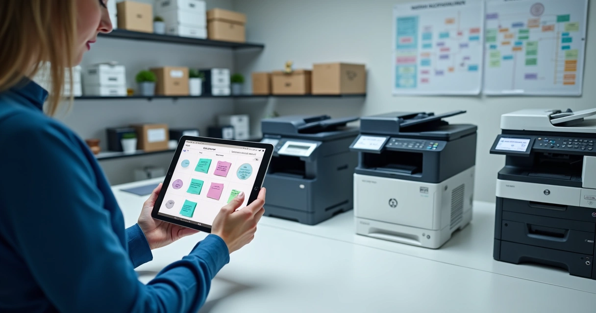 Inventário detalhado de impressoras e suprimentos em uma empresa