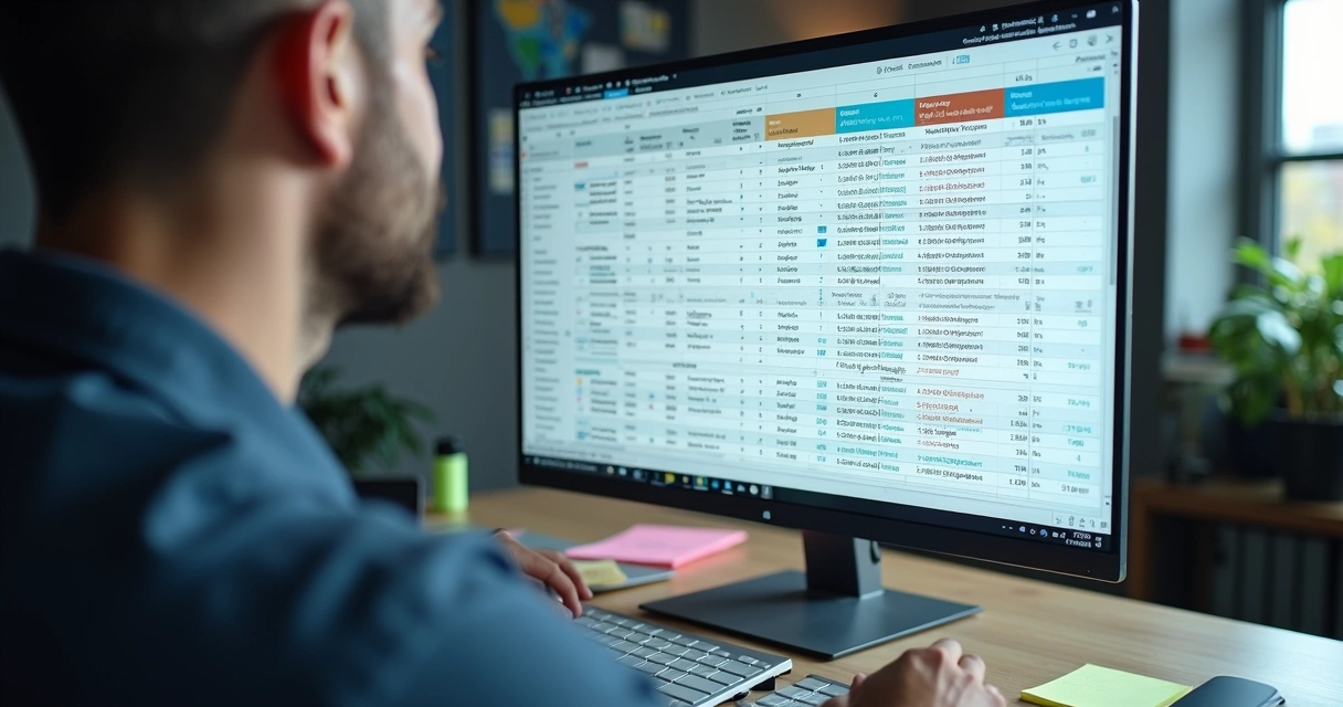 Pessoa analisando laptop com tabela de preços de diferentes empresas do setor 