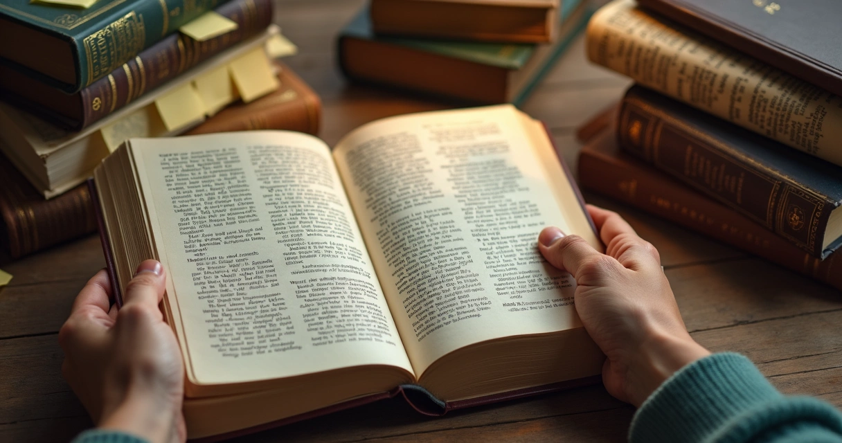 Persona leyendo libros sobre filosofía y autoconocimiento 