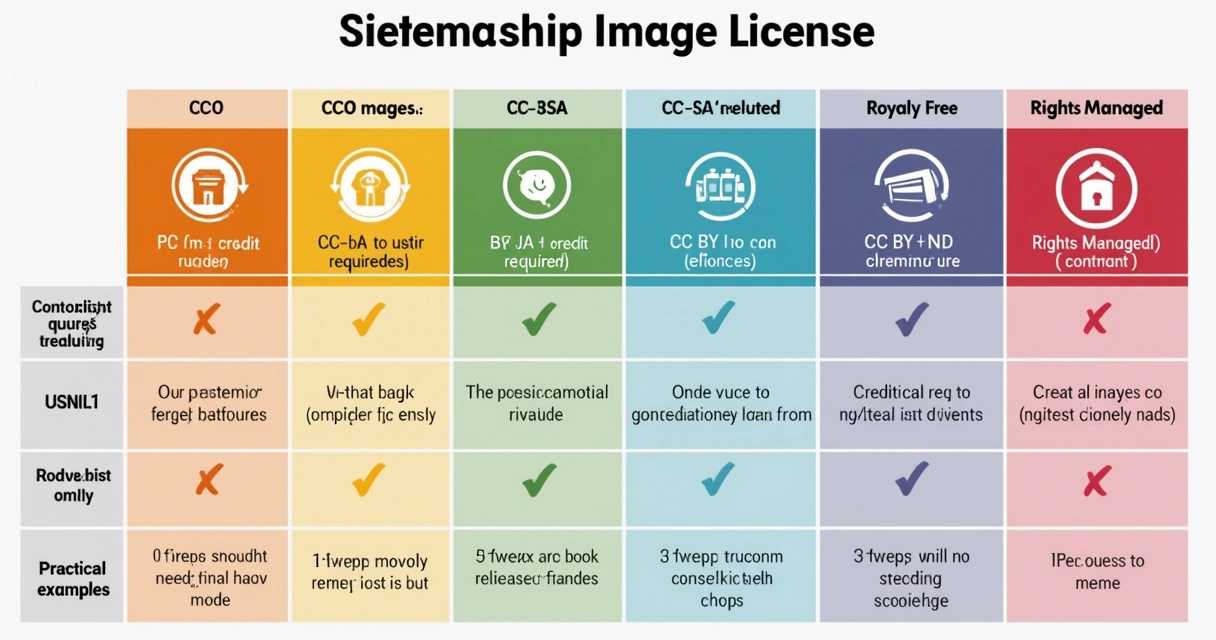 Quadro comparativo de tipos de licença de imagem digital 