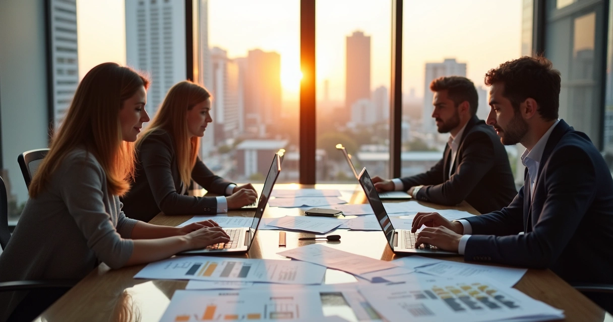 Equipe empresarial analisando edital de energia solar em Belo Horizonte 