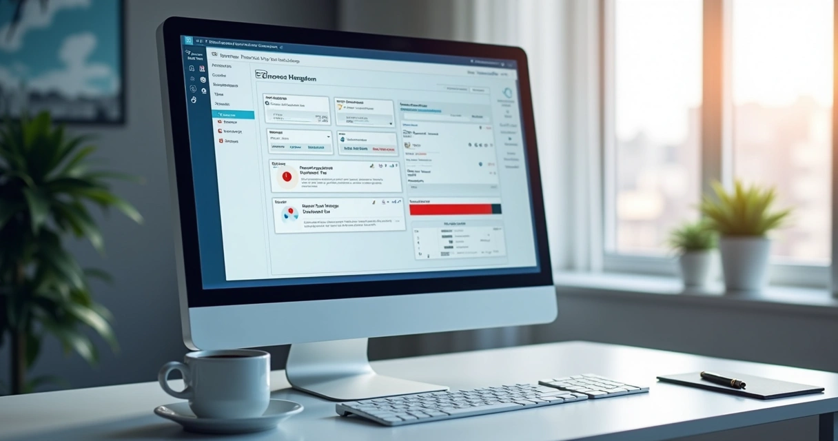 Tela de computador mostrando sistema de alerta de licitação pública 
