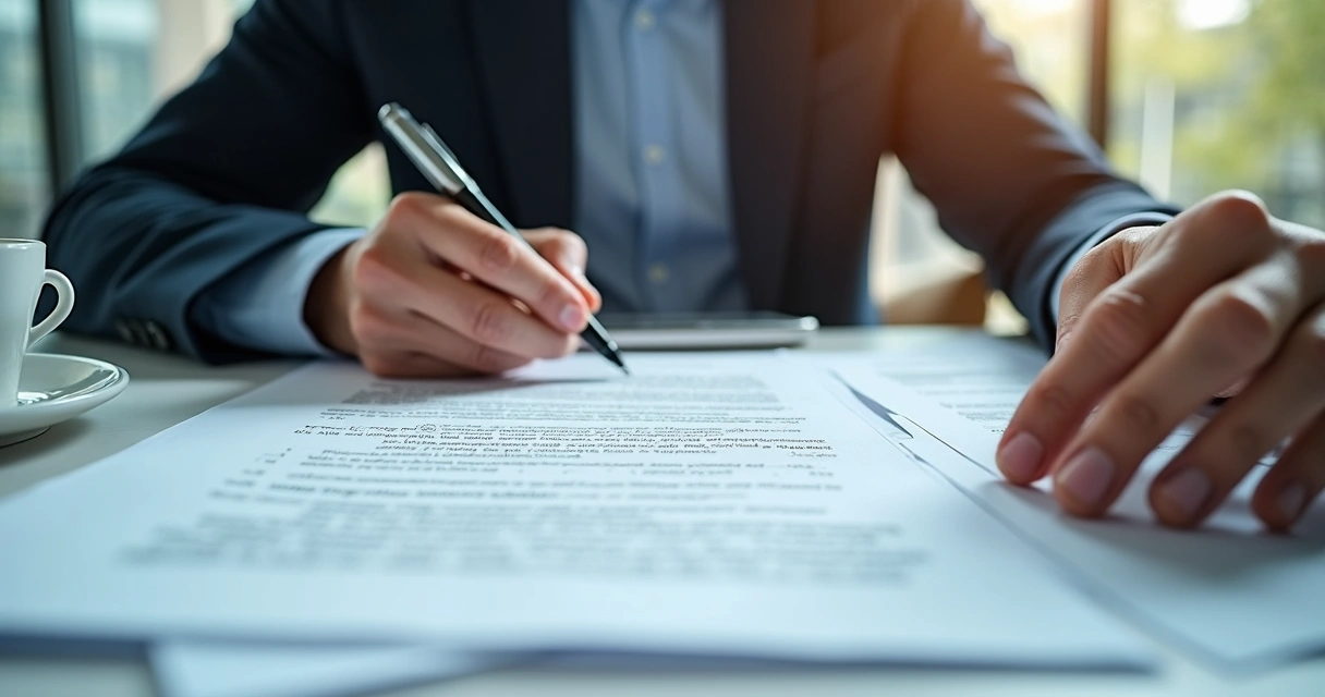 Licitante analisando edital impresso e fazendo anotações