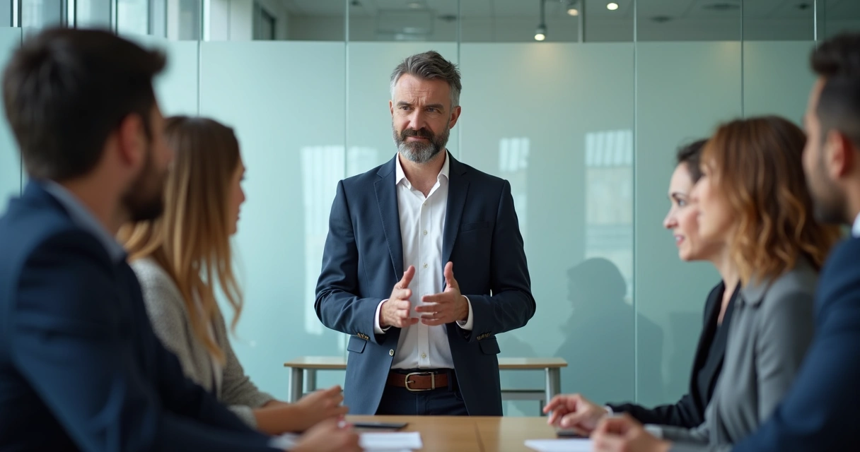 Líder escutando atenciosamente feedback do time comercial. 