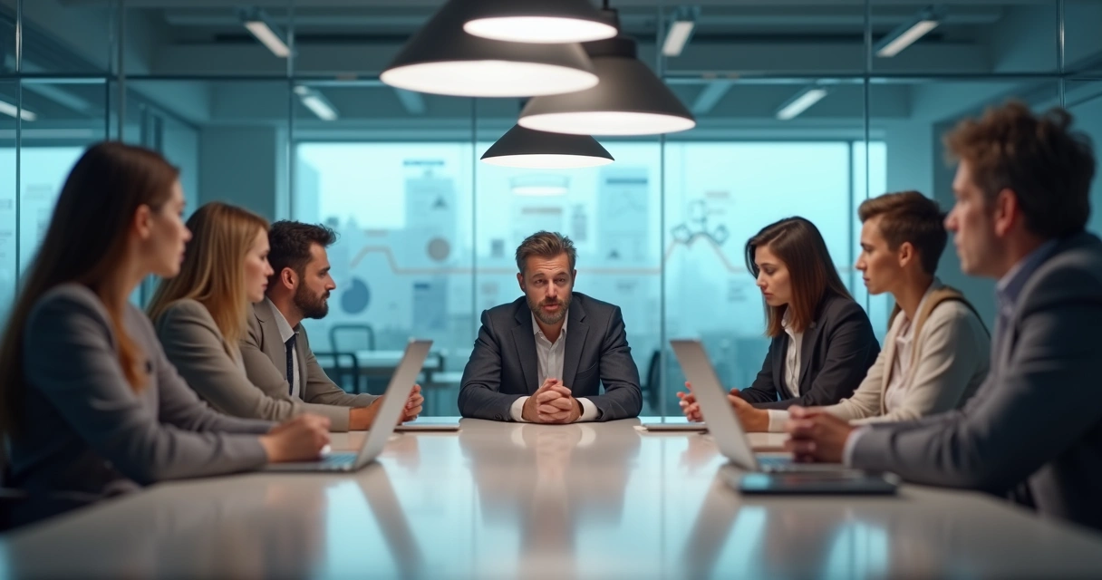 Líder ansioso em reunião afetando o clima emocional da equipe 