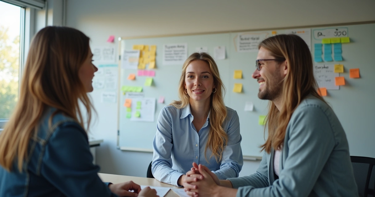 Líder dando suporte a profissional experiente