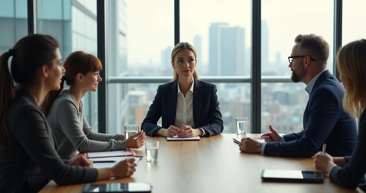 Gestora observando profissional em reunião avaliando maturidade emocional para promoção 