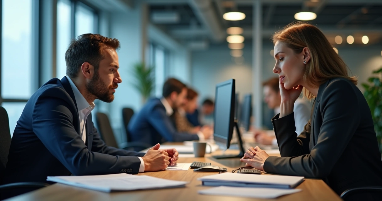 Líder escutando colaborador em situação estressante 