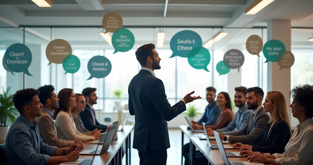 Líder ajustando a comunicação com diferentes membros da equipe