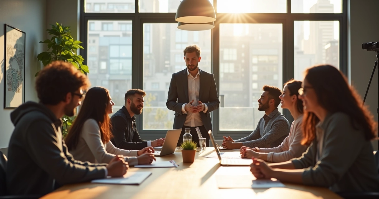 Líder entregando feedback para membro da equipe 