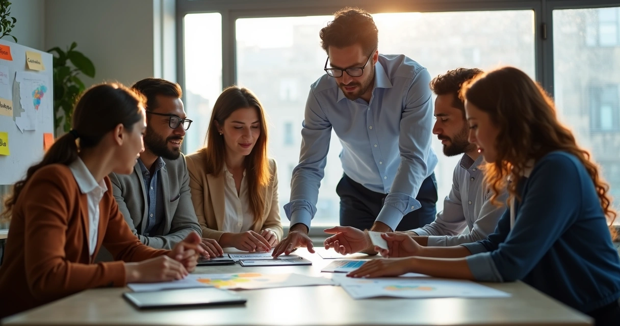 Líder orientando equipo adaptándose a cambios 