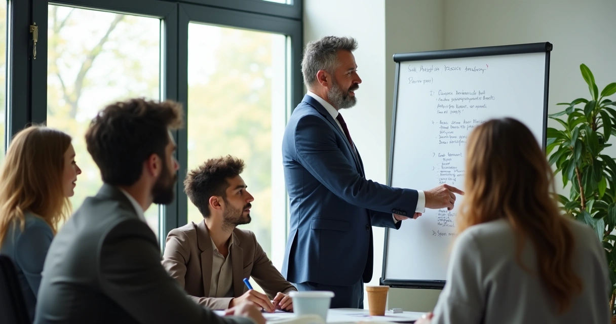 Líder orientando equipe de maneira empática e aberta 