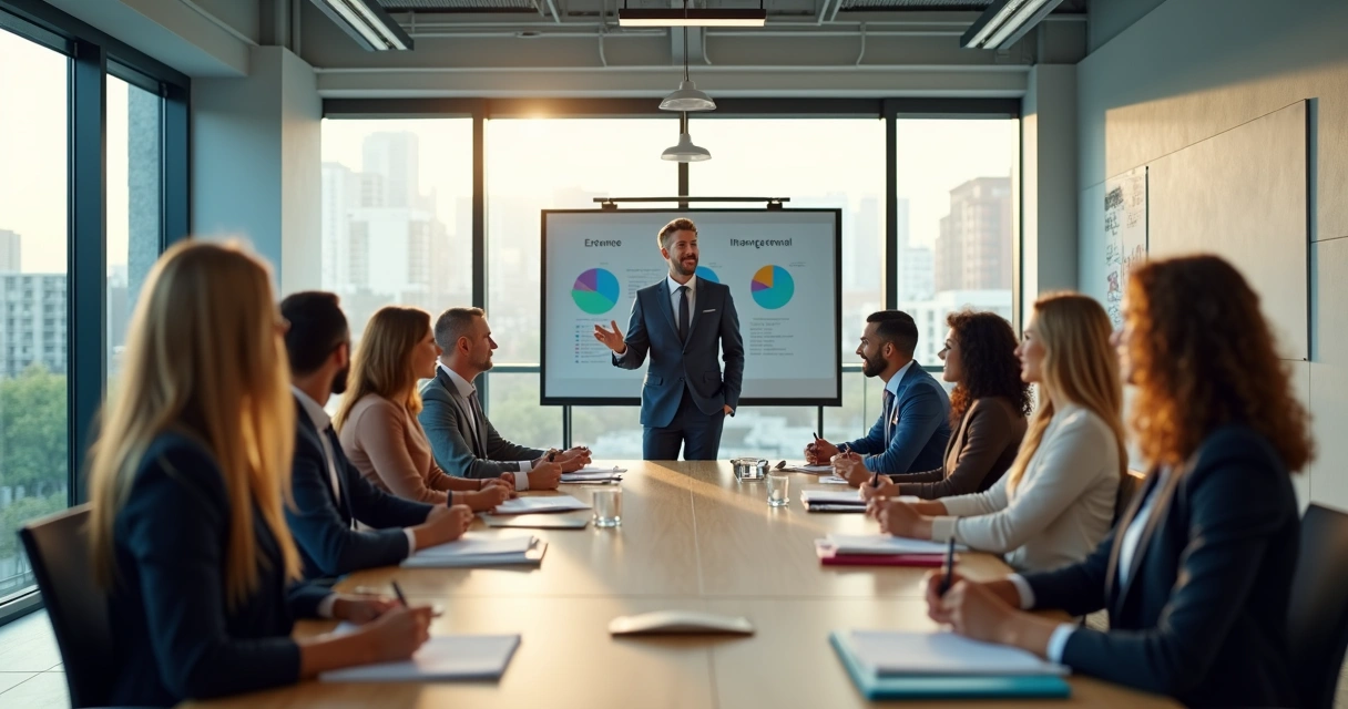 Líder conversa com equipe reunida em reunião sobre mudanças 