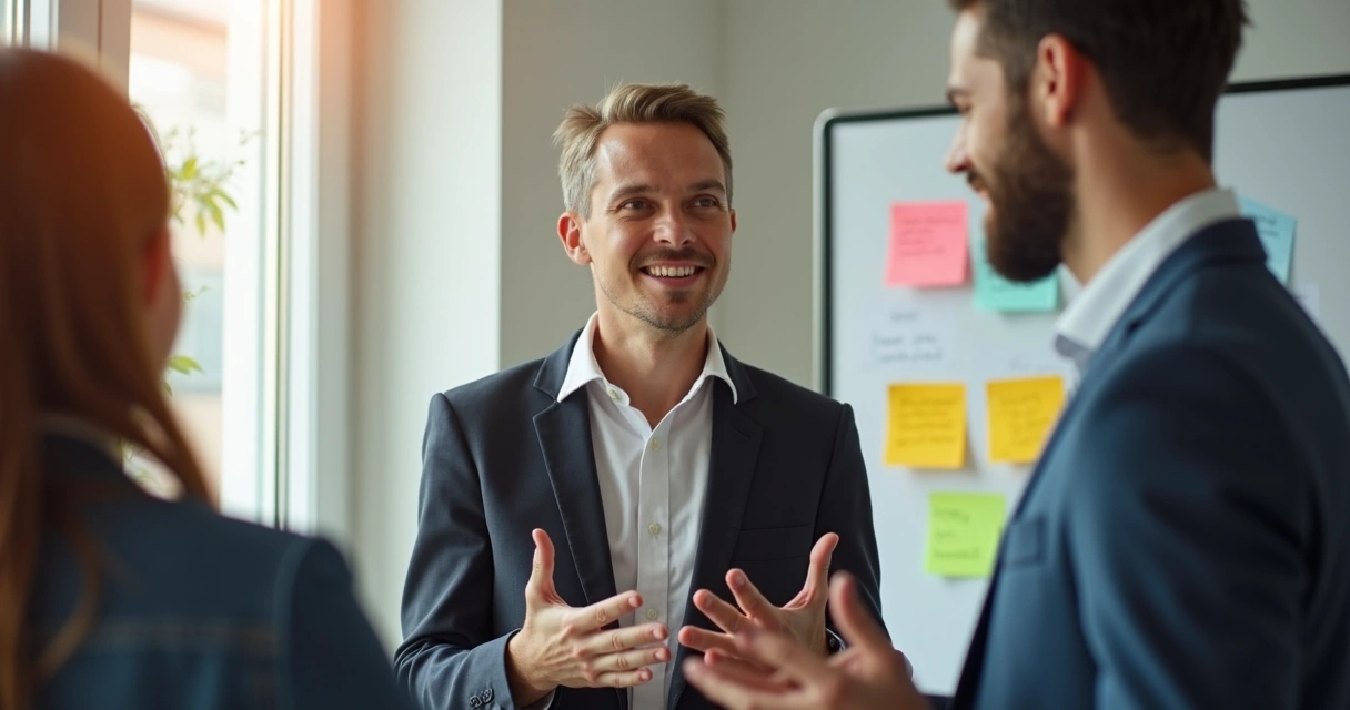 Líder conversando com colaborador de forma aberta 