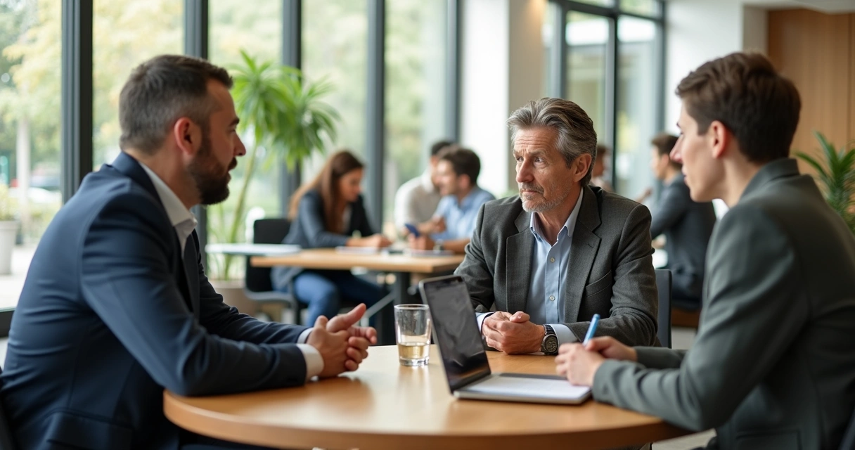 Líder acolhendo colaboradora em conversa individual em escritório moderno 