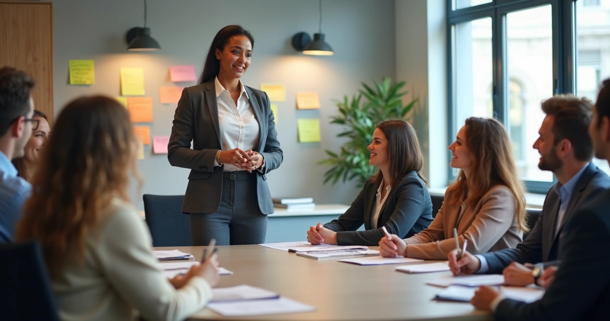 Grupo de trabajo colaborando para solucionar un problema en la oficina 