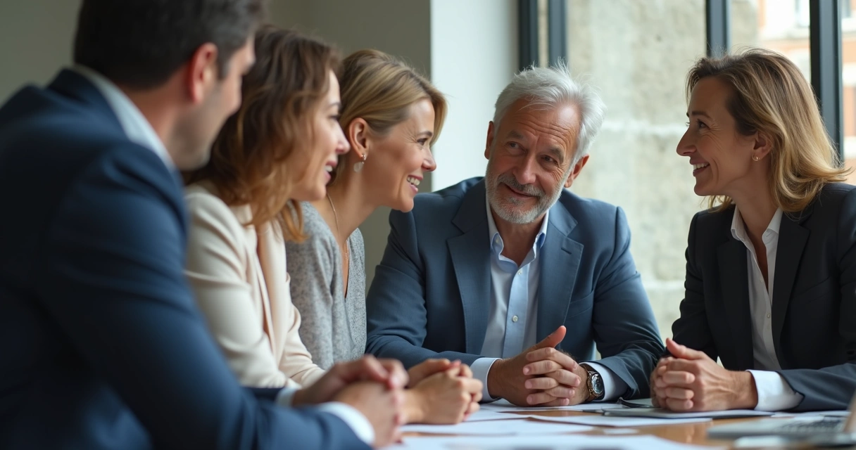 Líder escutando atentamente equipe multicultural 