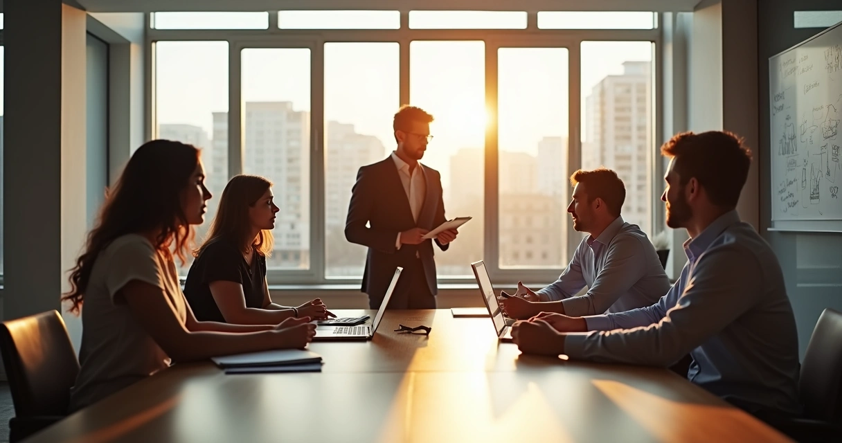 Líder escutando membros da equipe