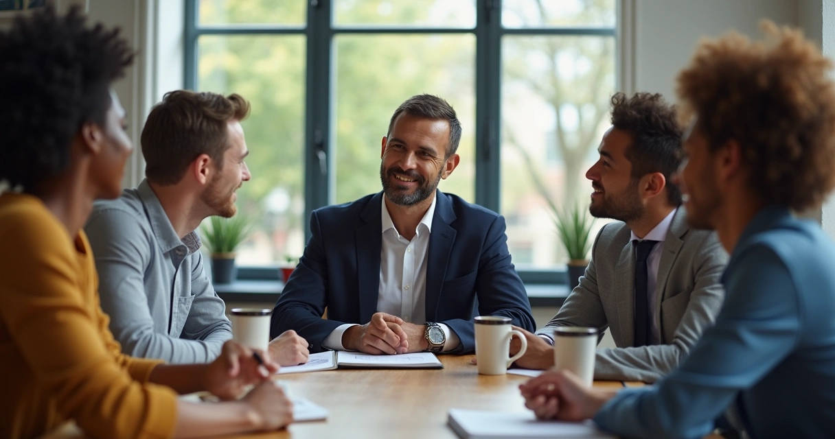 Líder ouvindo equipe em roda de conversa