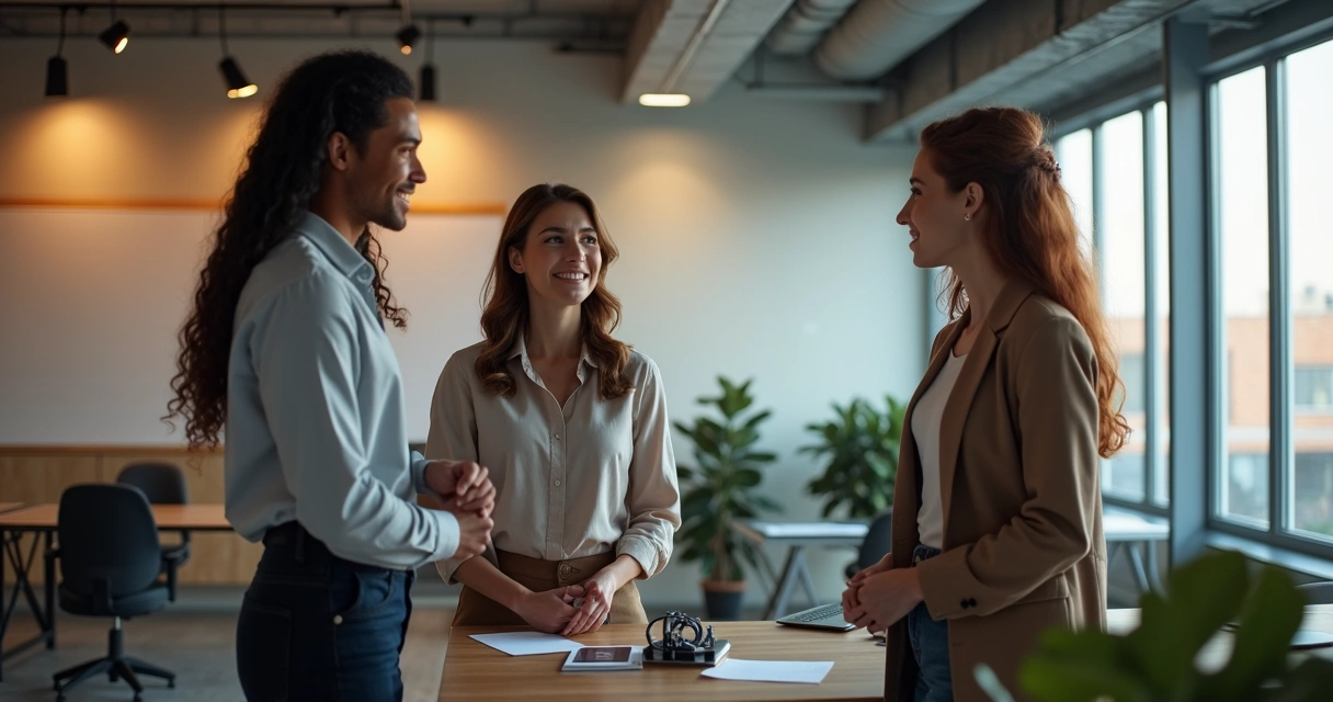 Líder ouvindo com atenção durante conversa em equipe