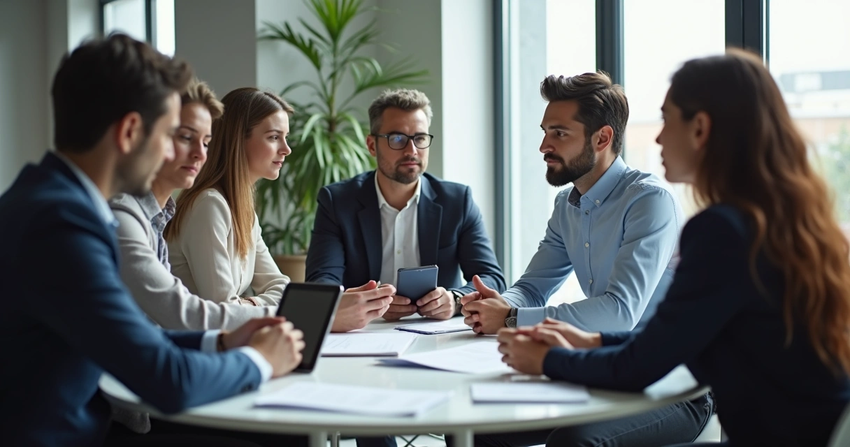 Líder ouvindo equipe em roda de conversa 