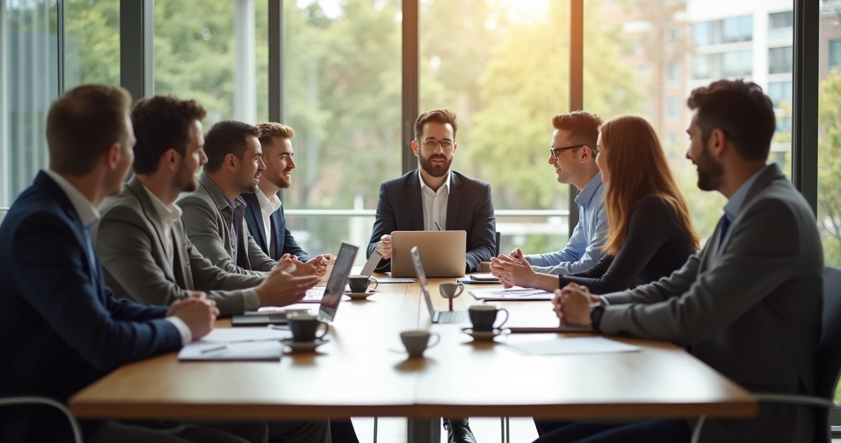 Líder escutando equipe em reunião informal