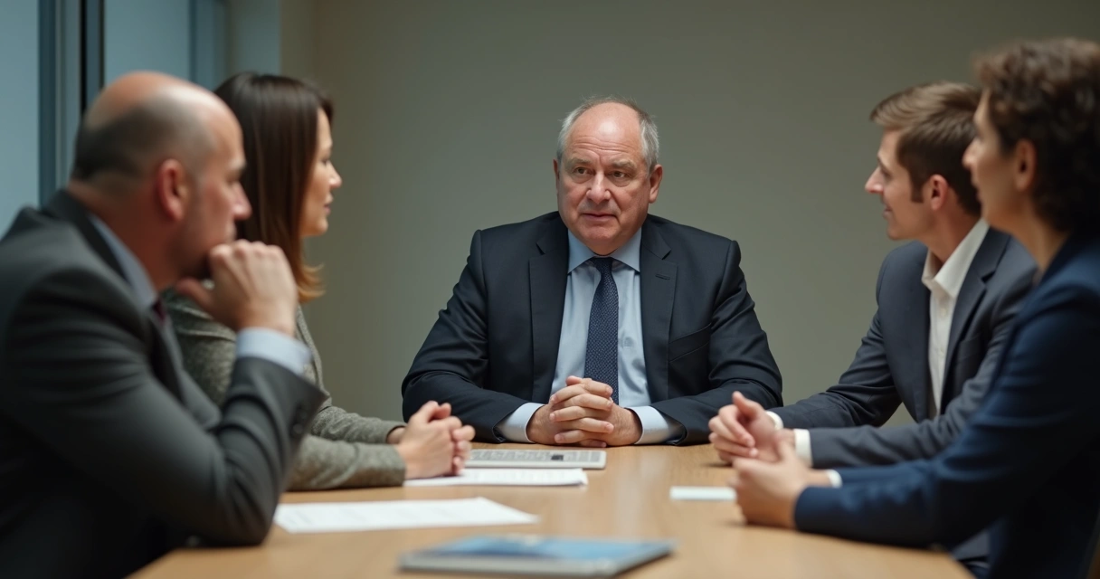 Líder atento ouvindo membros do grupo durante discussão 