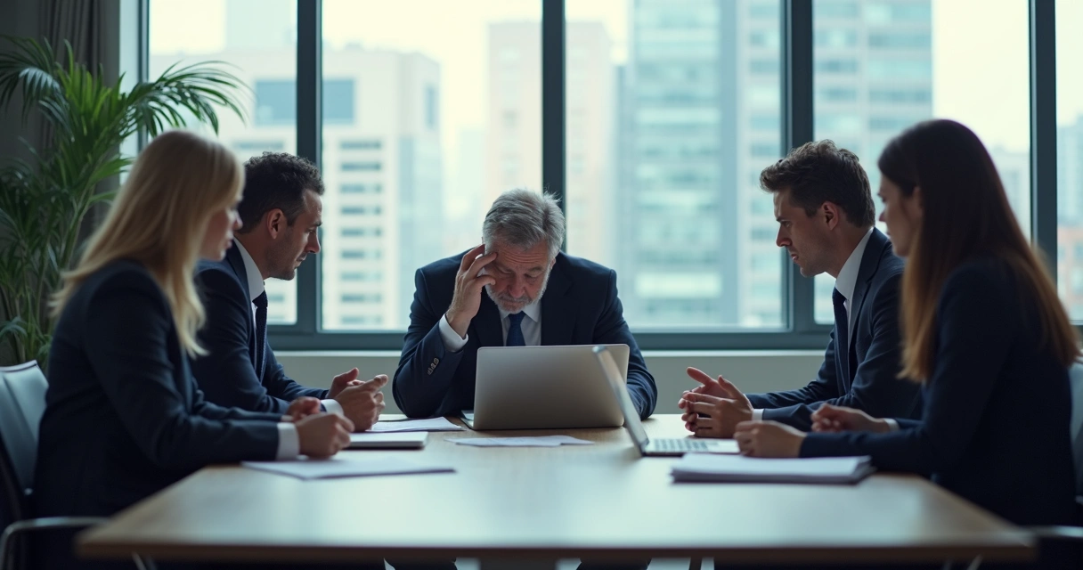 Líder cansado em reunião de equipe