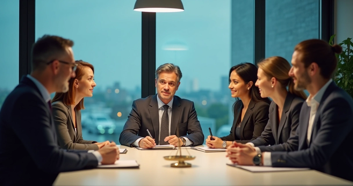 Líder firme toma una decisión ética en reunión 