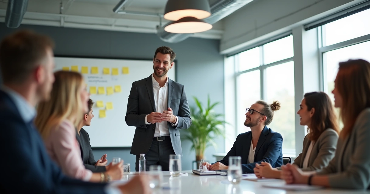 Chefe dá bom exemplo em reunião com equipe 