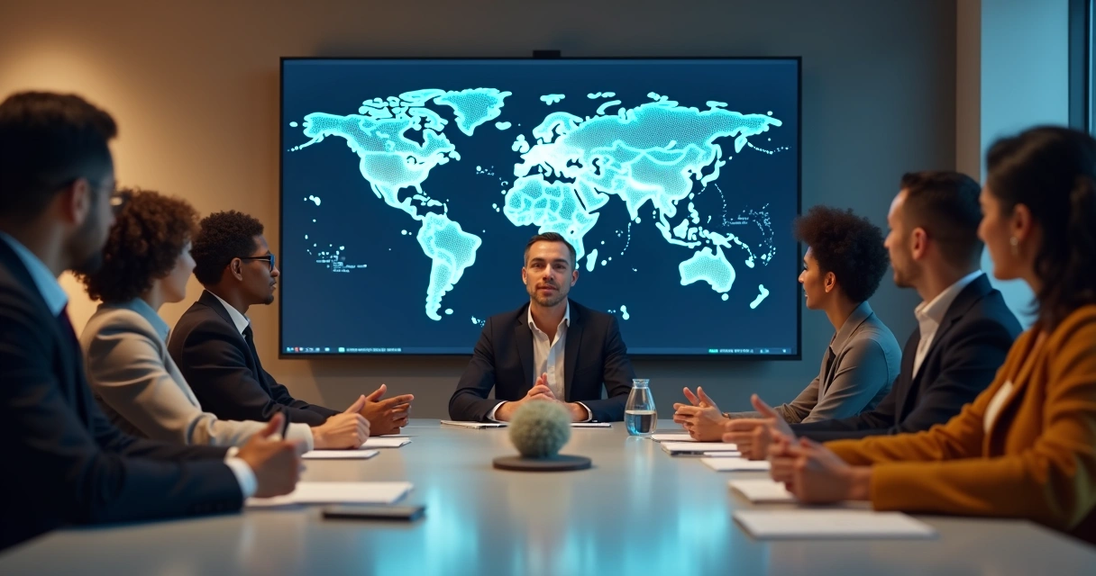 Líder facilitando diálogo entre pessoas de culturas diferentes 