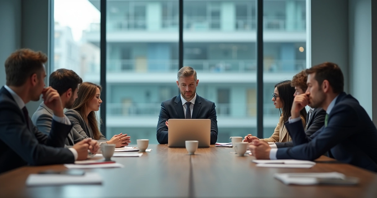 Líder em reunião ignorando emoções da equipe 