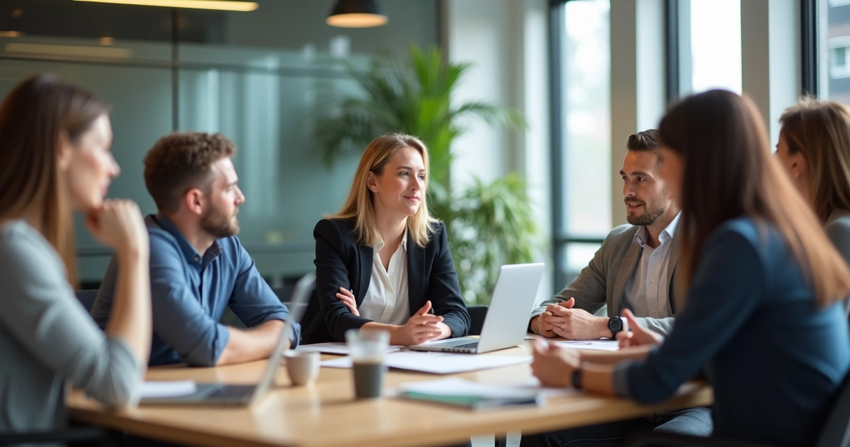 Pessoa em sala de reunião praticando escuta ativa em liderança 