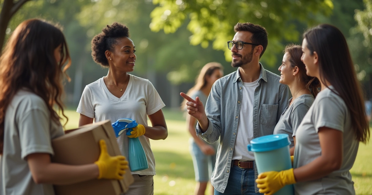 Pessoa liderando equipe em projeto social comunitário 