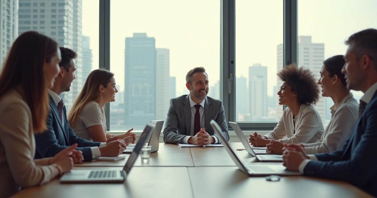 Líder compartiendo vulnerabilidad con su equipo en una reunión de trabajo 