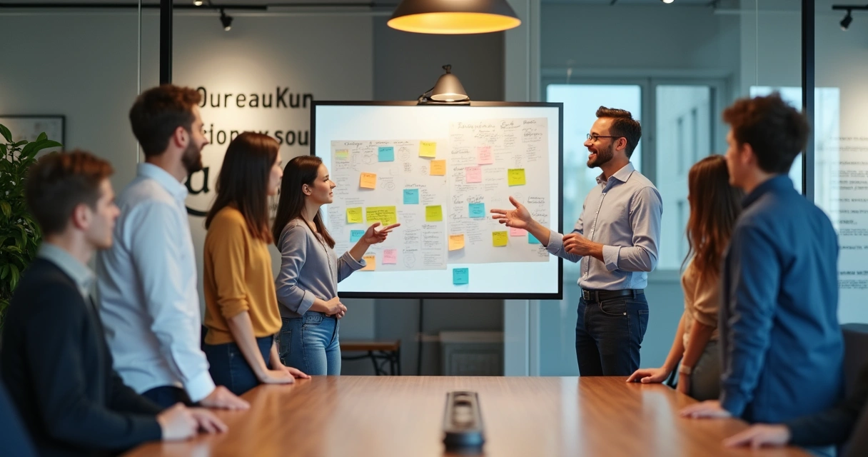 Pessoa liderando um grupo diverso com integração 