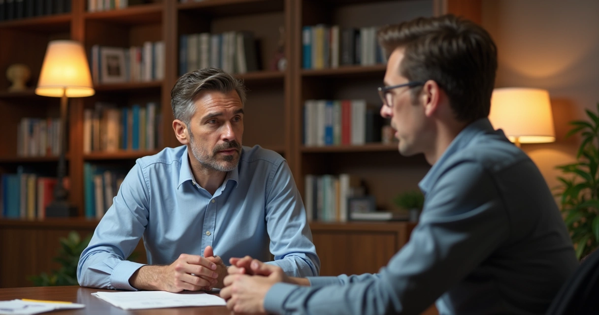 Líder ouvindo colaborador em conversa reservada 