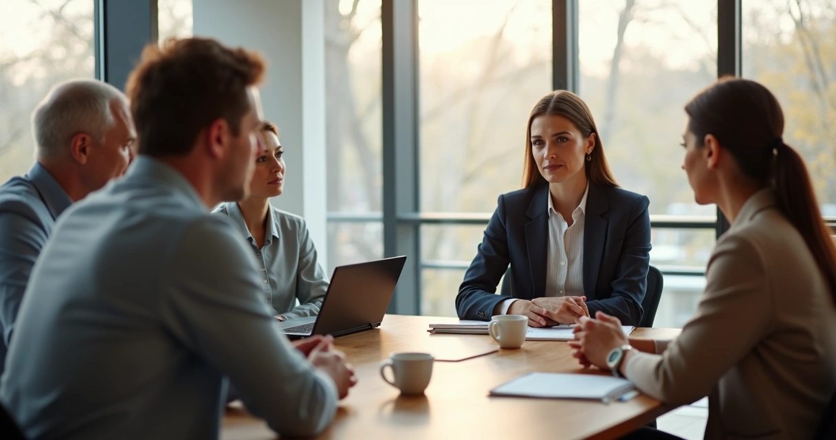 Líder escutando com empatia uma pessoa da equipe em reunião de trabalho 