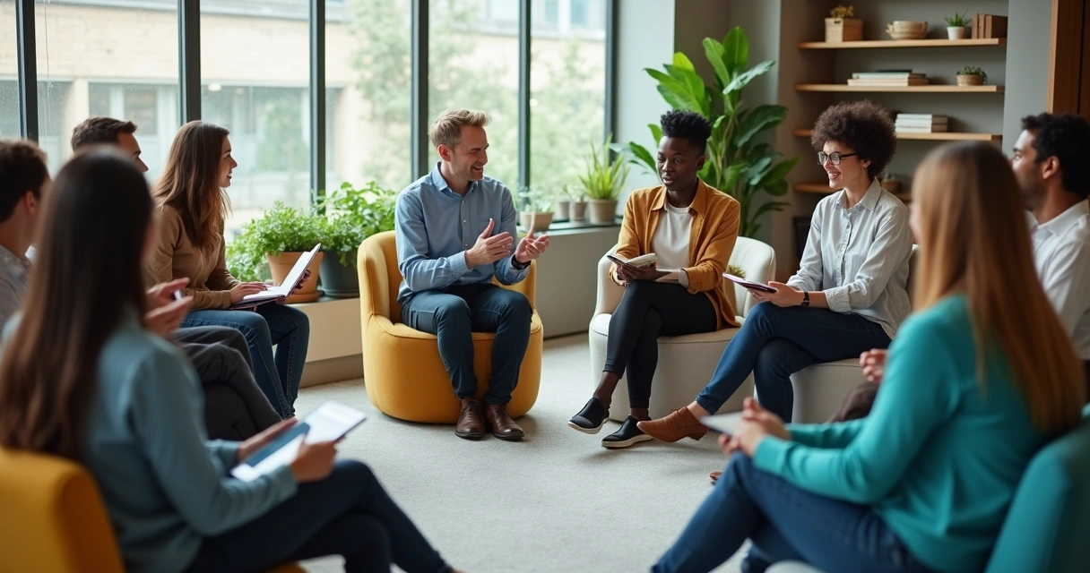 Líder anotando enquanto escuta feedback da equipe 